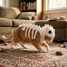Dinosaur Skeleton Hoodie Cat Dog Halloween Cosplay