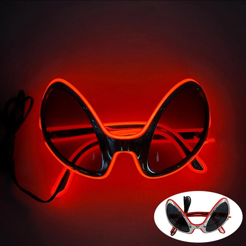 Luminous LED Alien Sunglasses Neon ET Glasses Props Halloween Cosplay