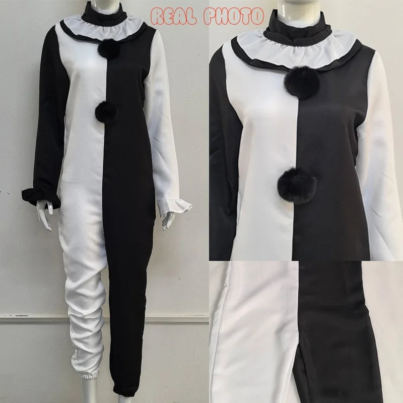 Terrifier 2 Art The Clown Costume Jumpsuit Mask Halloween Cosplay