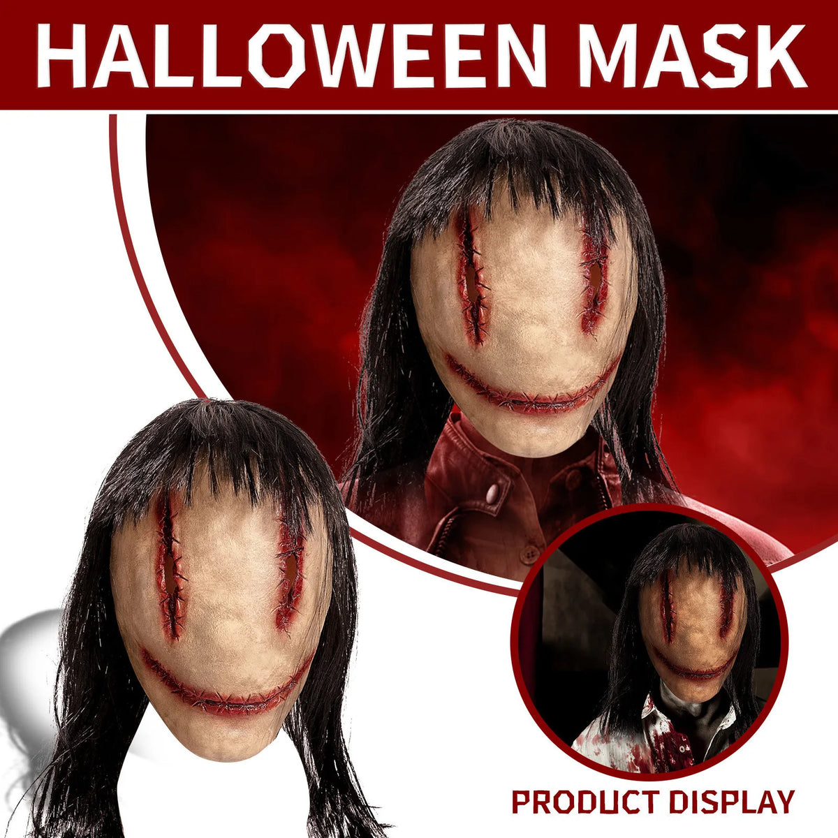 Scary Smiling Faceless Ghost Killer Latex Mask Halloween Cosplay