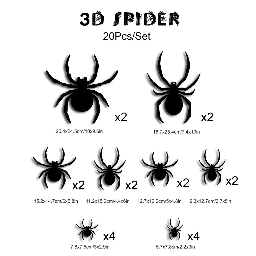 3D Bat Spider LED Light Wall Sticker Halloween Cosplay