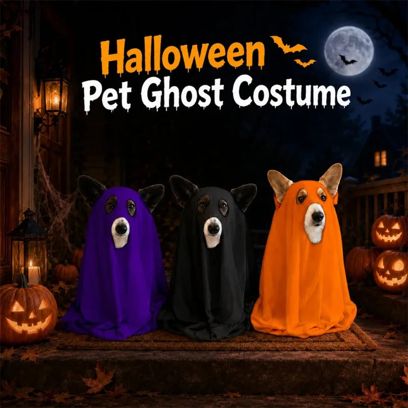 1Pc Halloween Ghost Shape Lightweight Elastic Dog Ghost Cloth Multi-color Fun Party Outfit for Small and Medium-sized Dogs