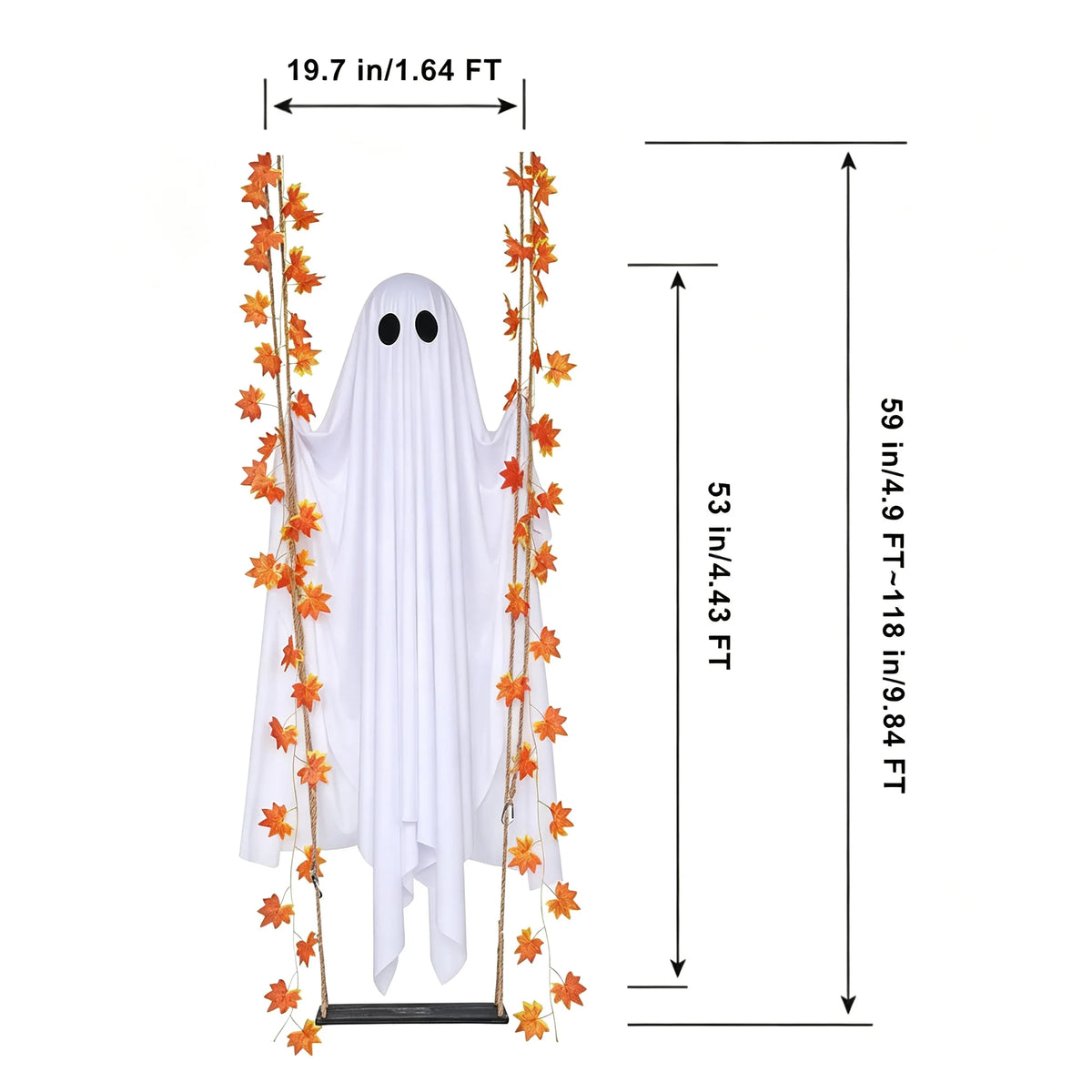 LED Ghost Halloween Decoration Swinging Hanging Lamp Glowing Wizard Light for Bar Party Halloween Props