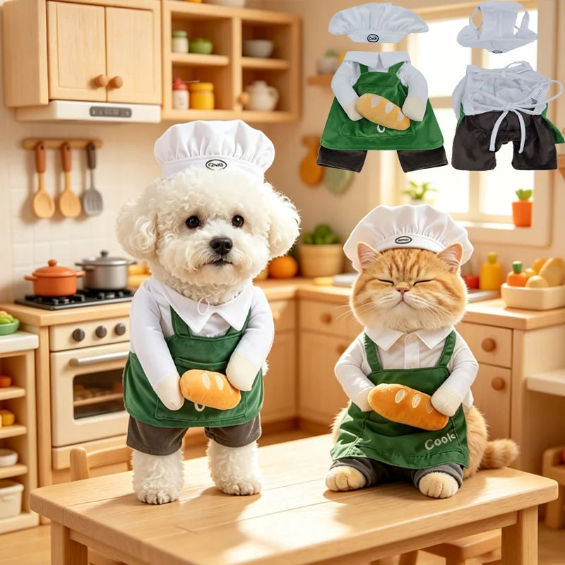 Pet Chef Hamburger Outfit Cat Dog Halloween Cosplay
