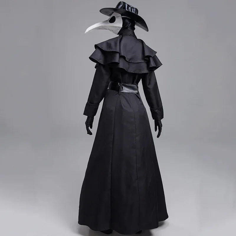 Medieval Plague Doctor Hooded Robe Costume Monk Wizard Cloak