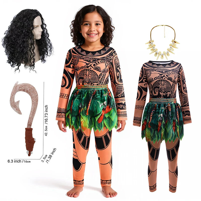 Kids Maui Tattoo Costume Set Halloween Cosplay