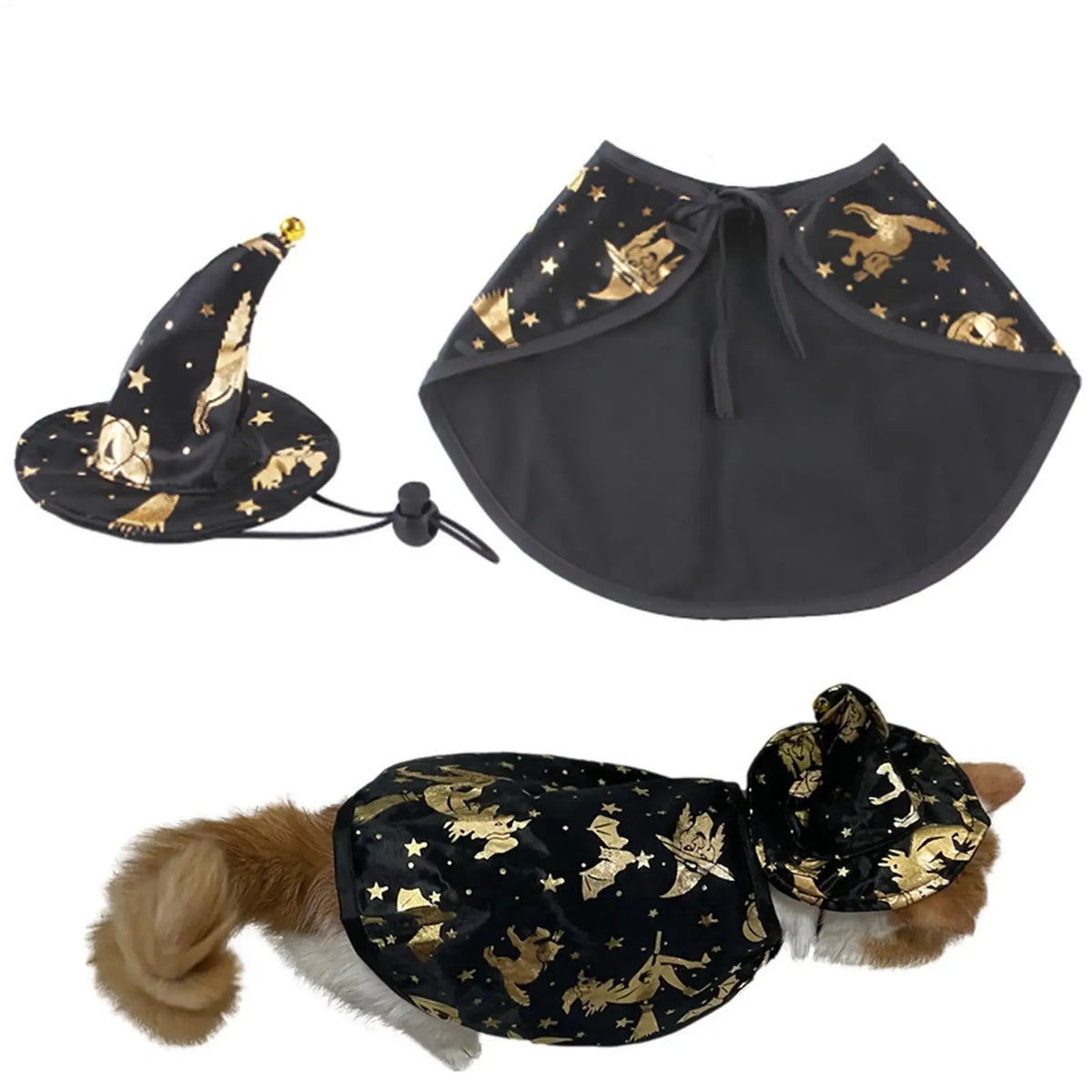 Cat Witch Cloak Hat Pet Halloween Cosplay