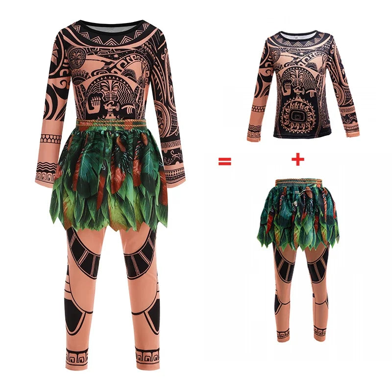 Kids Maui Tattoo Costume Set Halloween Cosplay
