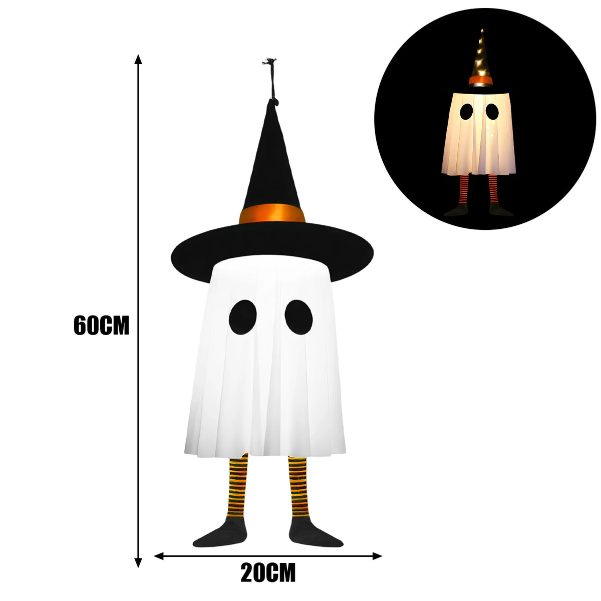 Glowing Hanging Ghost Witch Hat Lights Halloween Cosplay