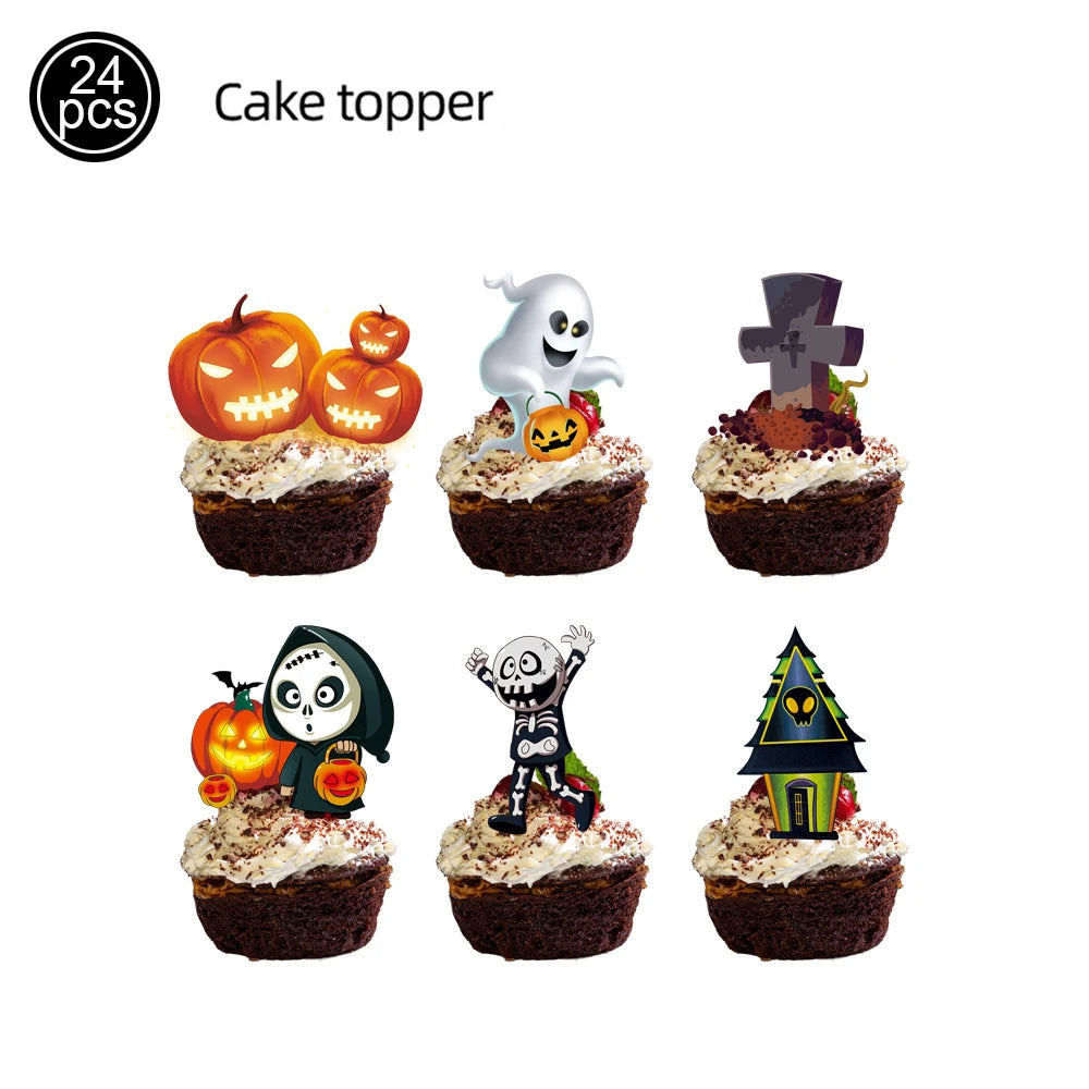 Ghost Skull Pumpkin Cupcake Toppers Halloween Cosplay
