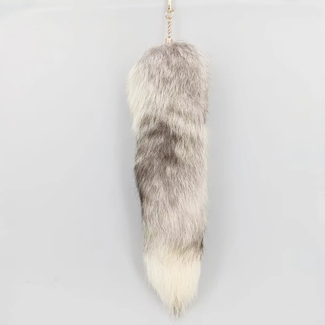 Natural Fox Fur Tail Keychain Cosplay Accessory