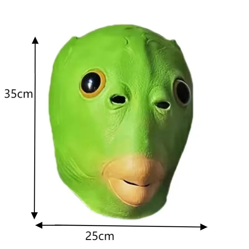 Funny Green Fish Head Latex Mask Halloween Cosplay