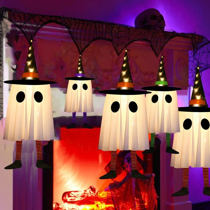 Glowing Hanging Ghost Witch Hat Lights Halloween Cosplay