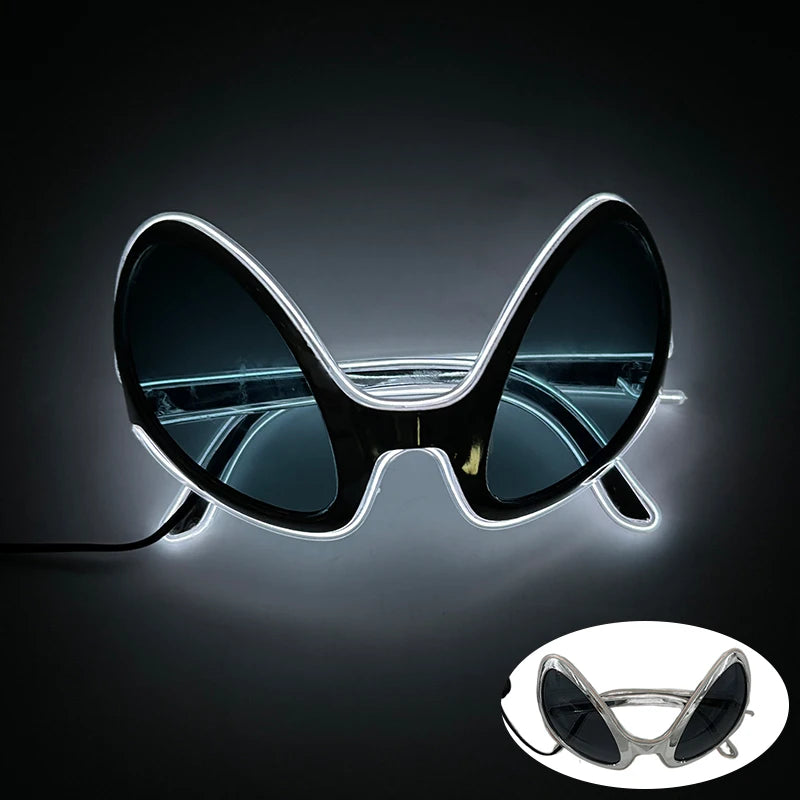 Luminous LED Alien Sunglasses Neon ET Glasses Props Halloween Cosplay