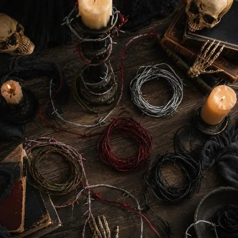 Fake Rusted Barbed Wire Garland Prop Halloween Cosplay