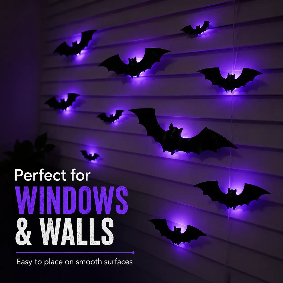 3D Bat Spider LED Light Wall Sticker Halloween Cosplay