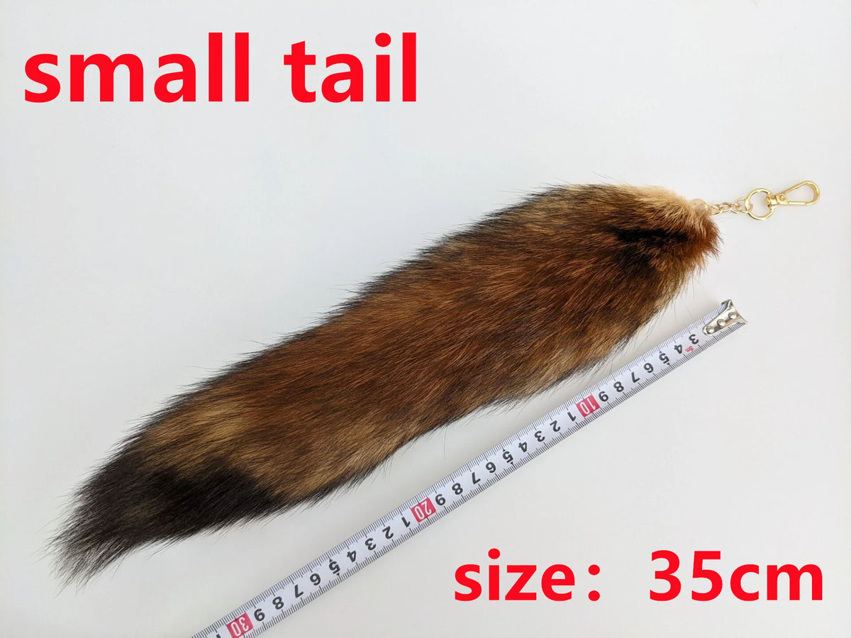 Natural Fox Fur Tail Keychain Cosplay Accessory