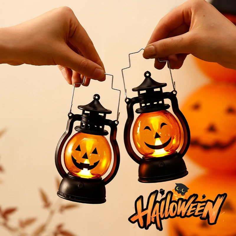 Halloween Pumpkin Lantern Hand-held Oil Lamp Skull Decoration Skeleton Lantern, Bar, Party Halloween Atmosphere Props