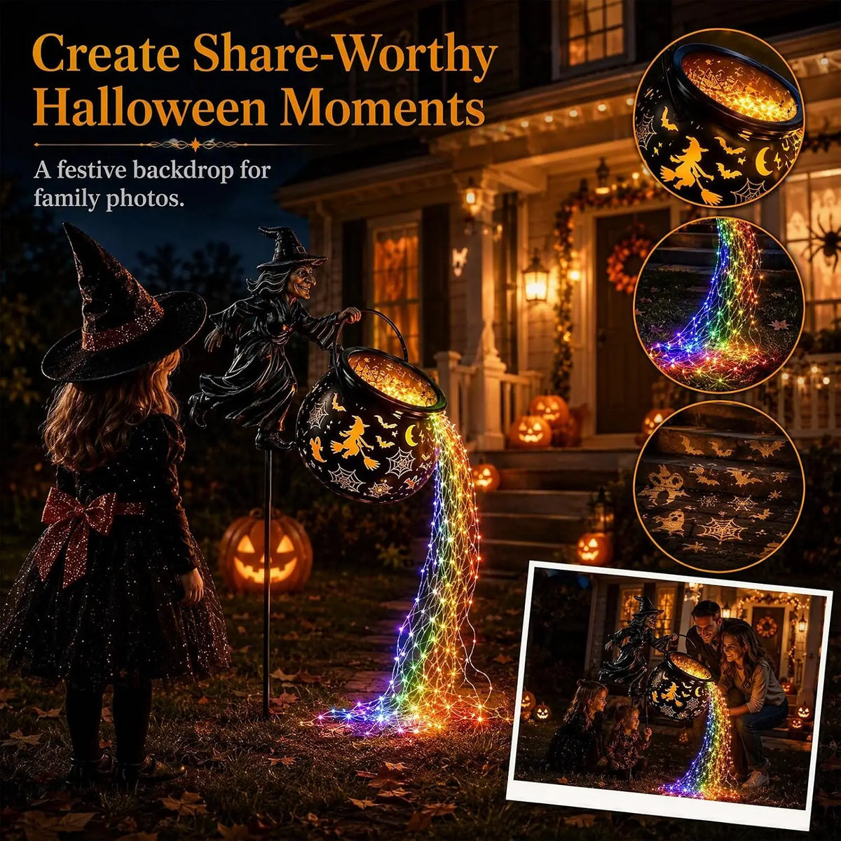 Witch Cauldron LED Stake Light Halloween Cosplay